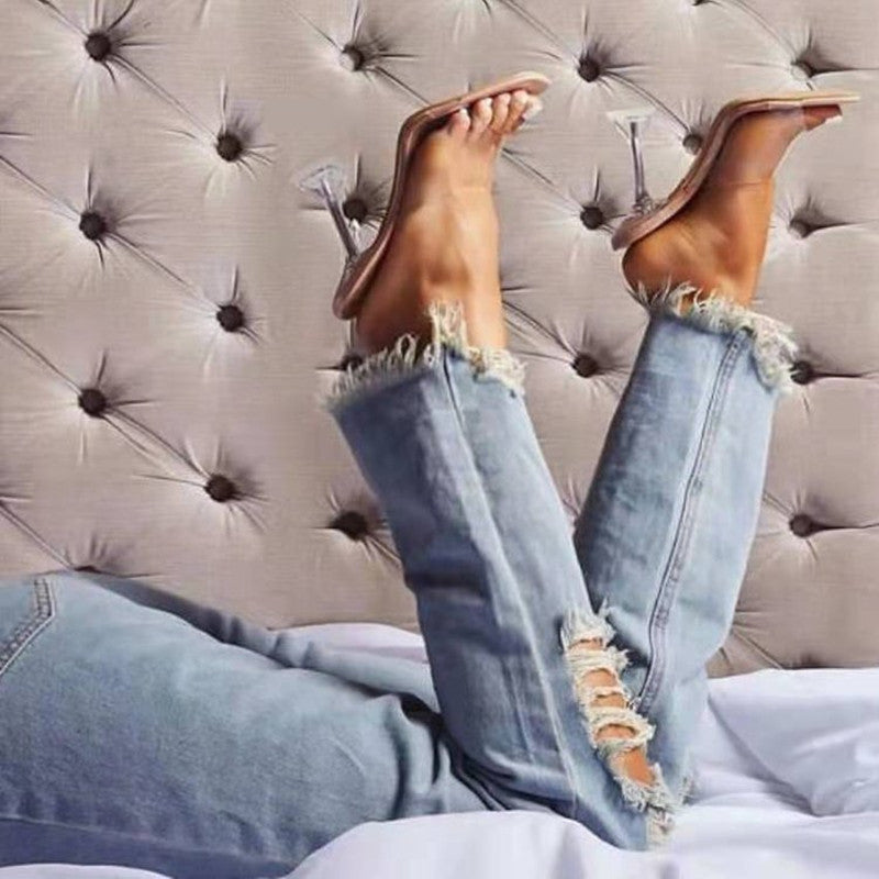 Casual Patchwork Fish Mouth Shoes