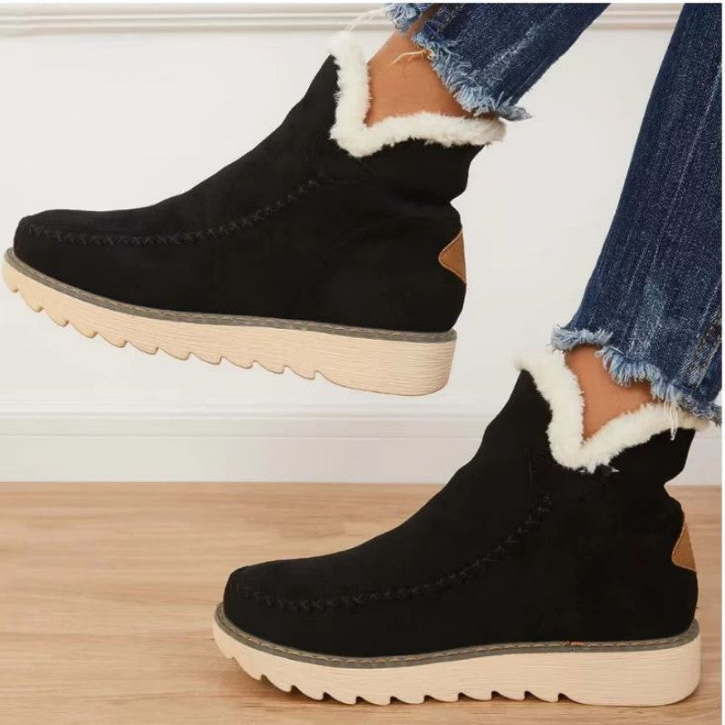 Casual Patchwork Solid Color Keep Warm Comfortable Shoes