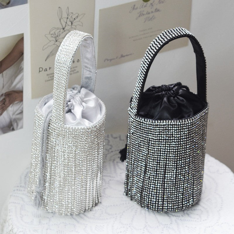 Bolsos casuales con borlas de diamantes de imitación y retazos para fiestas diarias