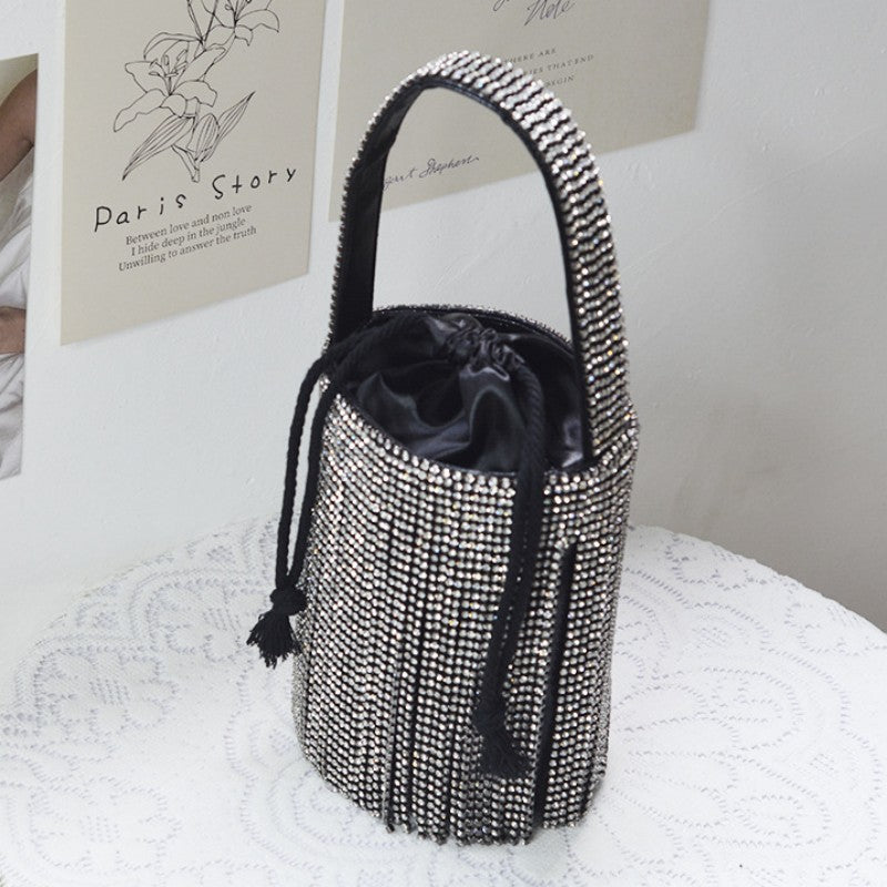 Bolsos casuales con borlas de diamantes de imitación y retazos para fiestas diarias