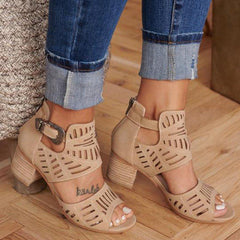 Casual Hollowed Out Patchwork Solid Color Fish Mouth Out Door Wedges Shoes (Heel Height 1.97in)