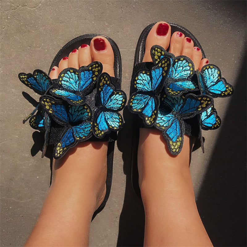 Zapatos casuales de diario con diseño de mariposas, redondos y cómodos para exteriores