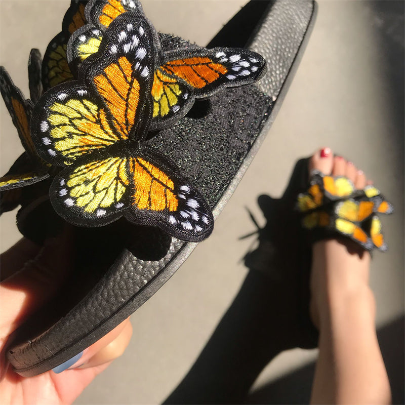 Zapatos casuales de diario con diseño de mariposas, redondos y cómodos para exteriores