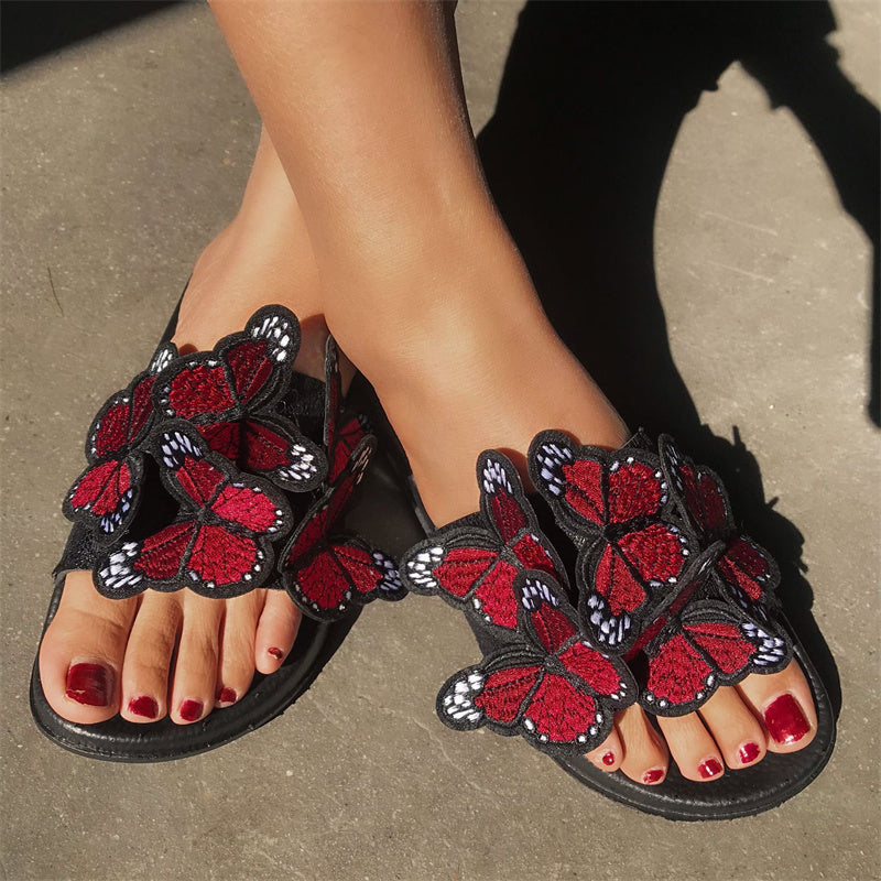 Zapatos casuales de diario con diseño de mariposas, redondos y cómodos para exteriores