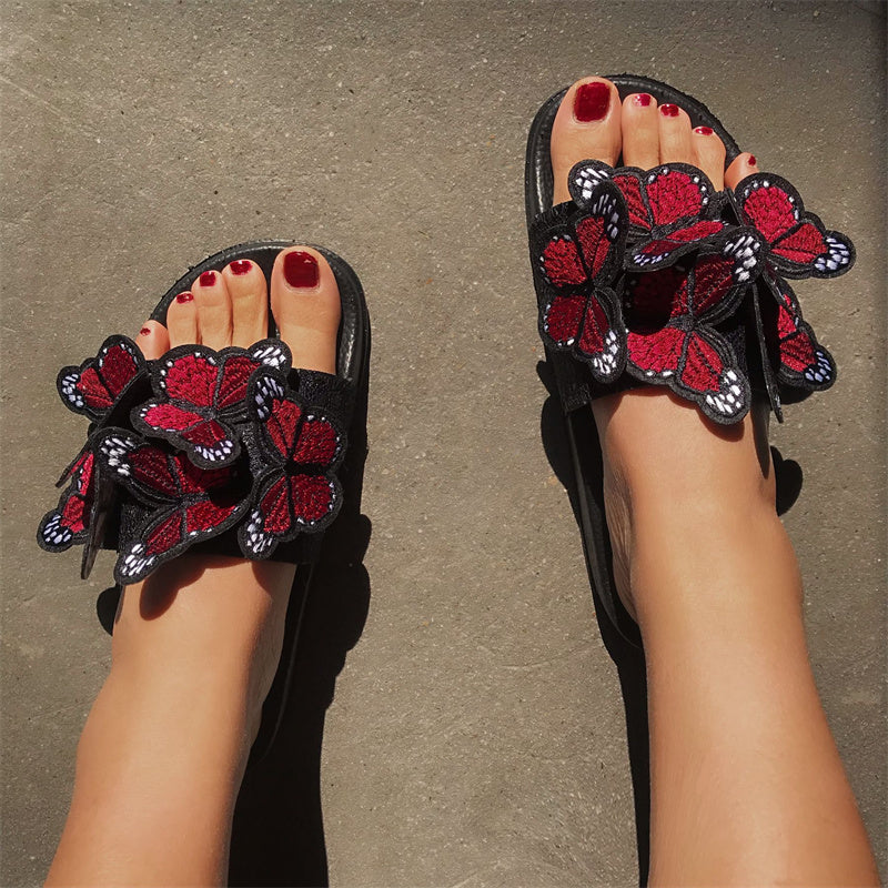 Zapatos casuales de diario con diseño de mariposas, redondos y cómodos para exteriores