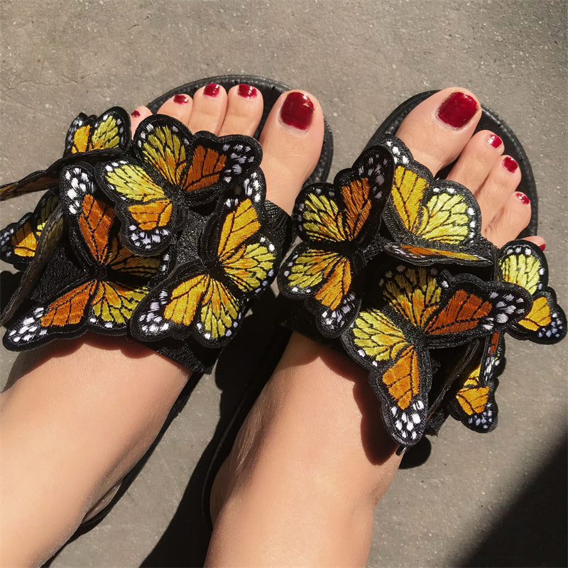 Zapatos casuales de diario con diseño de mariposas, redondos y cómodos para exteriores