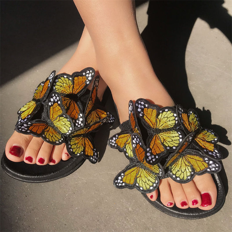 Zapatos casuales de diario con diseño de mariposas, redondos y cómodos para exteriores