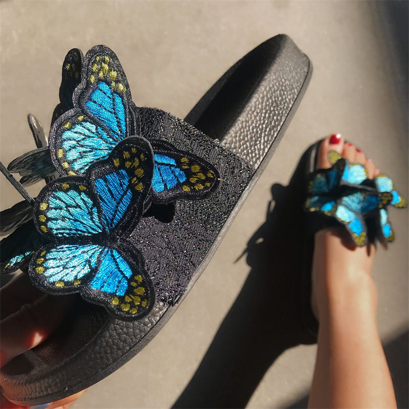 Zapatos casuales de diario con diseño de mariposas, redondos y cómodos para exteriores