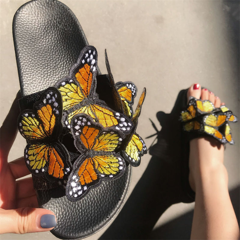 Zapatos casuales de diario con diseño de mariposas, redondos y cómodos para exteriores