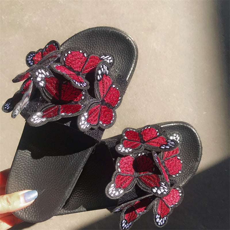 Zapatos casuales de diario con diseño de mariposas, redondos y cómodos para exteriores