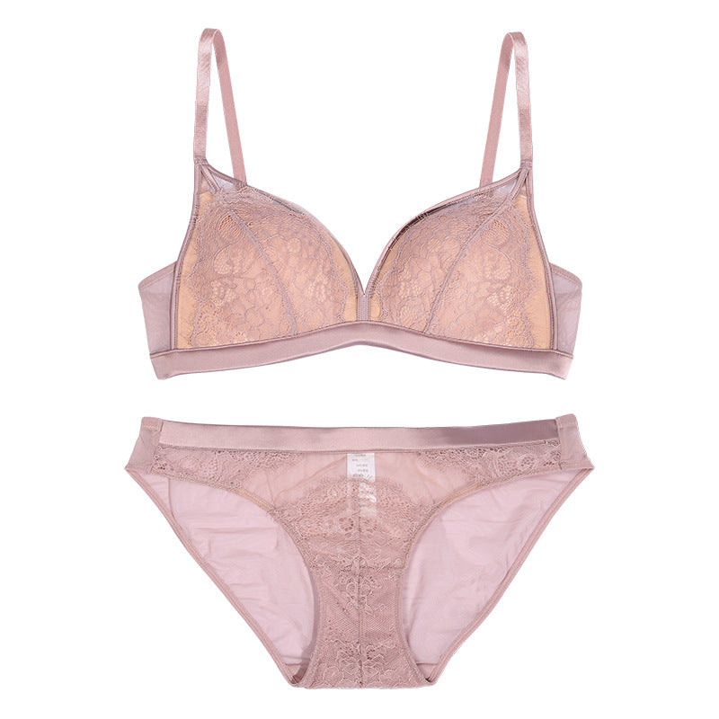 Patchwork Lace Mesh Eyelashes Lingerie Set