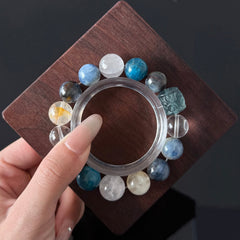 Blue Apatite, Kyanite & Clear Quartz Crystal Bracelet