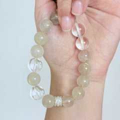 Golden Rutilated Quartz & Clear Quartz Bracelet