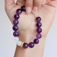 Amethyst & White Jade Bracelet