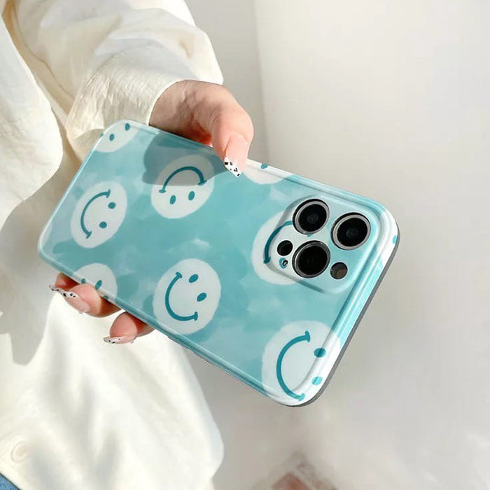 Blue Smiley iPhone Case