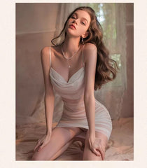 Contrast halter mesh hollow out irregular self tie mini skirt set - Final Sale
