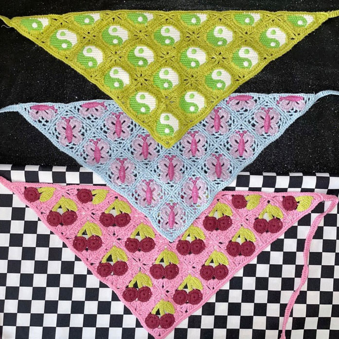 Cherry Crochet Hair Scarf