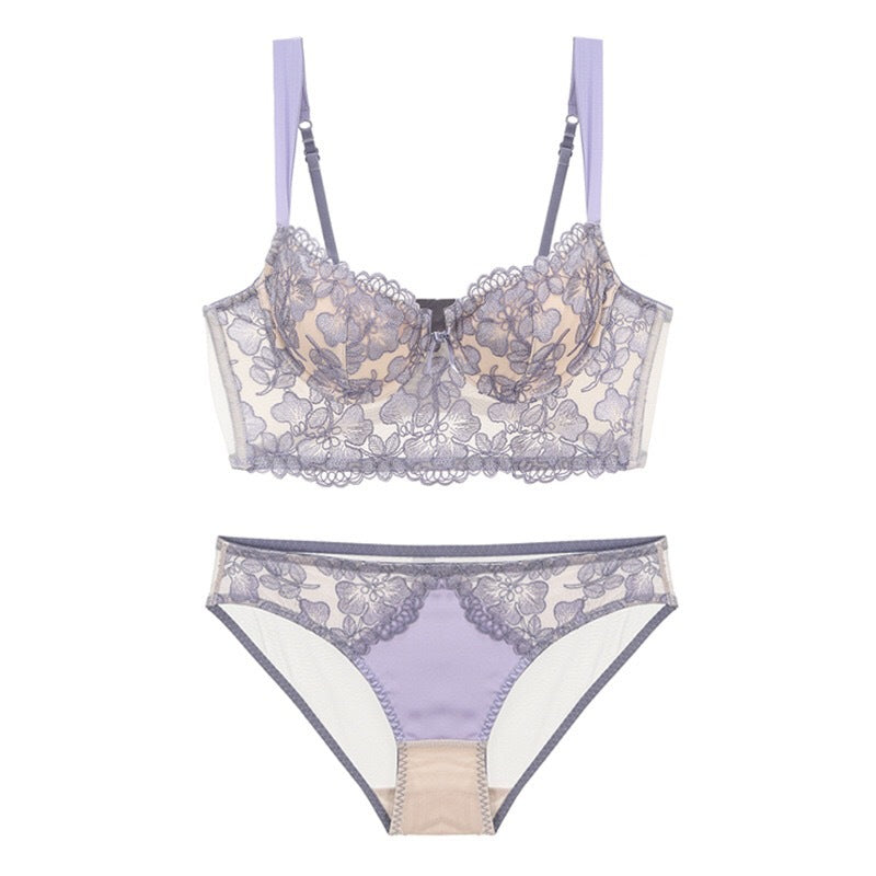 Nuevo conjunto de lencería sexy con encaje floral bordado