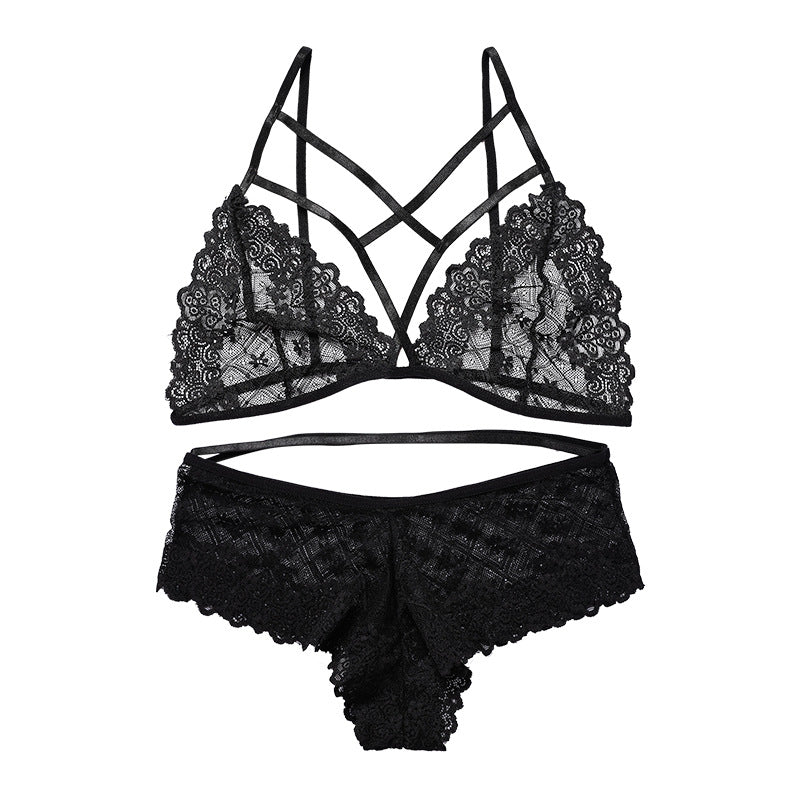 Traceless Lace Sexy Back No Steel Ring Lingerie Set - Sexyzara