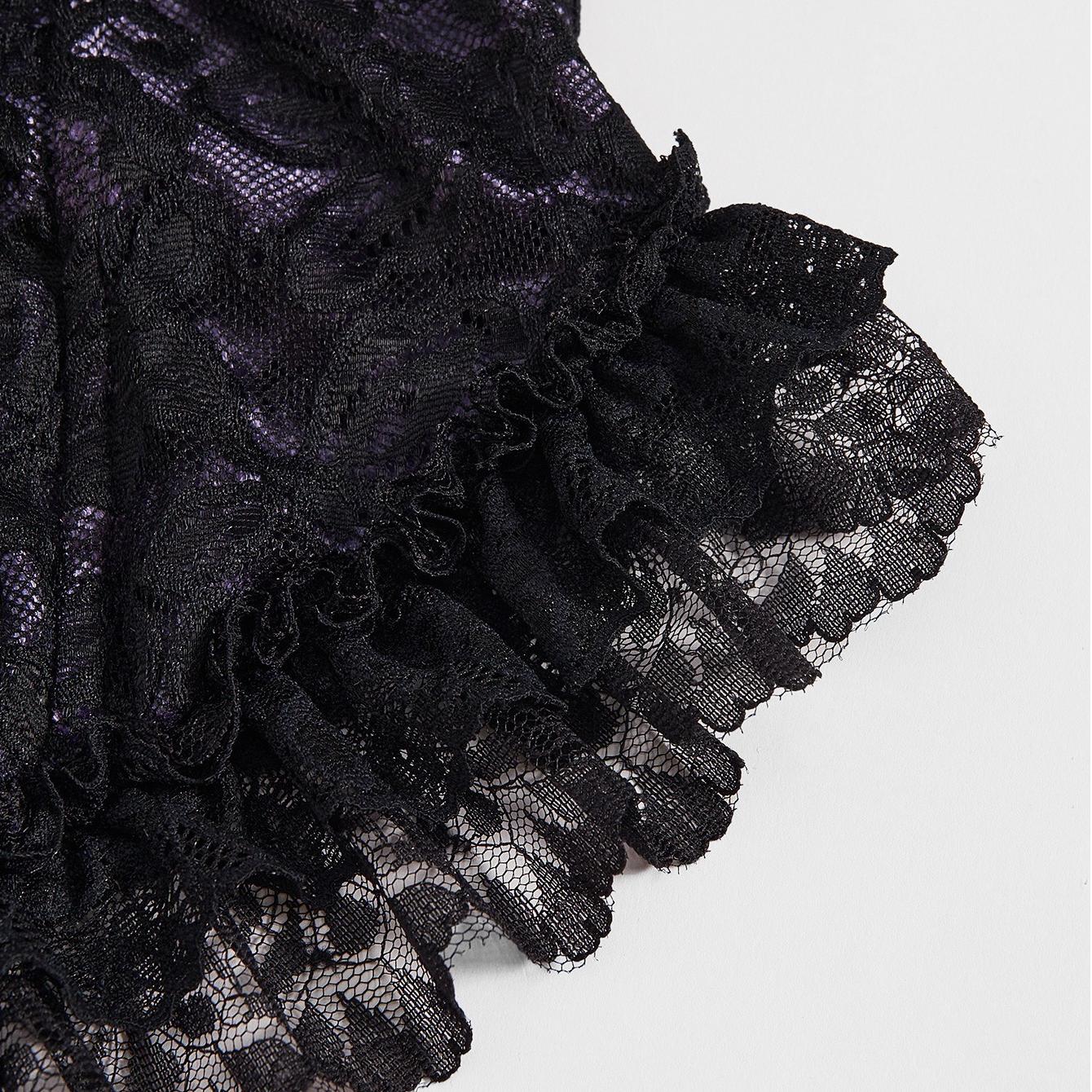 Vest Dark Gothic Lace Purple Suspenders