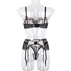 Sexy Dessous-Set aus transparentem Netzstoff mit durchgehender Spitze