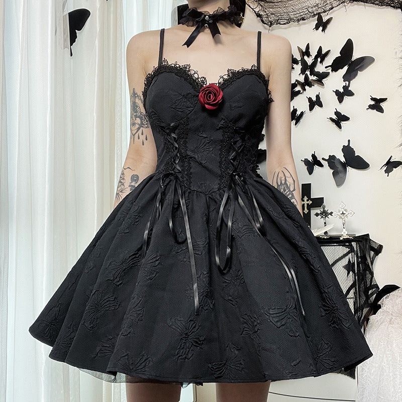 Lace jacquard suspender skirt