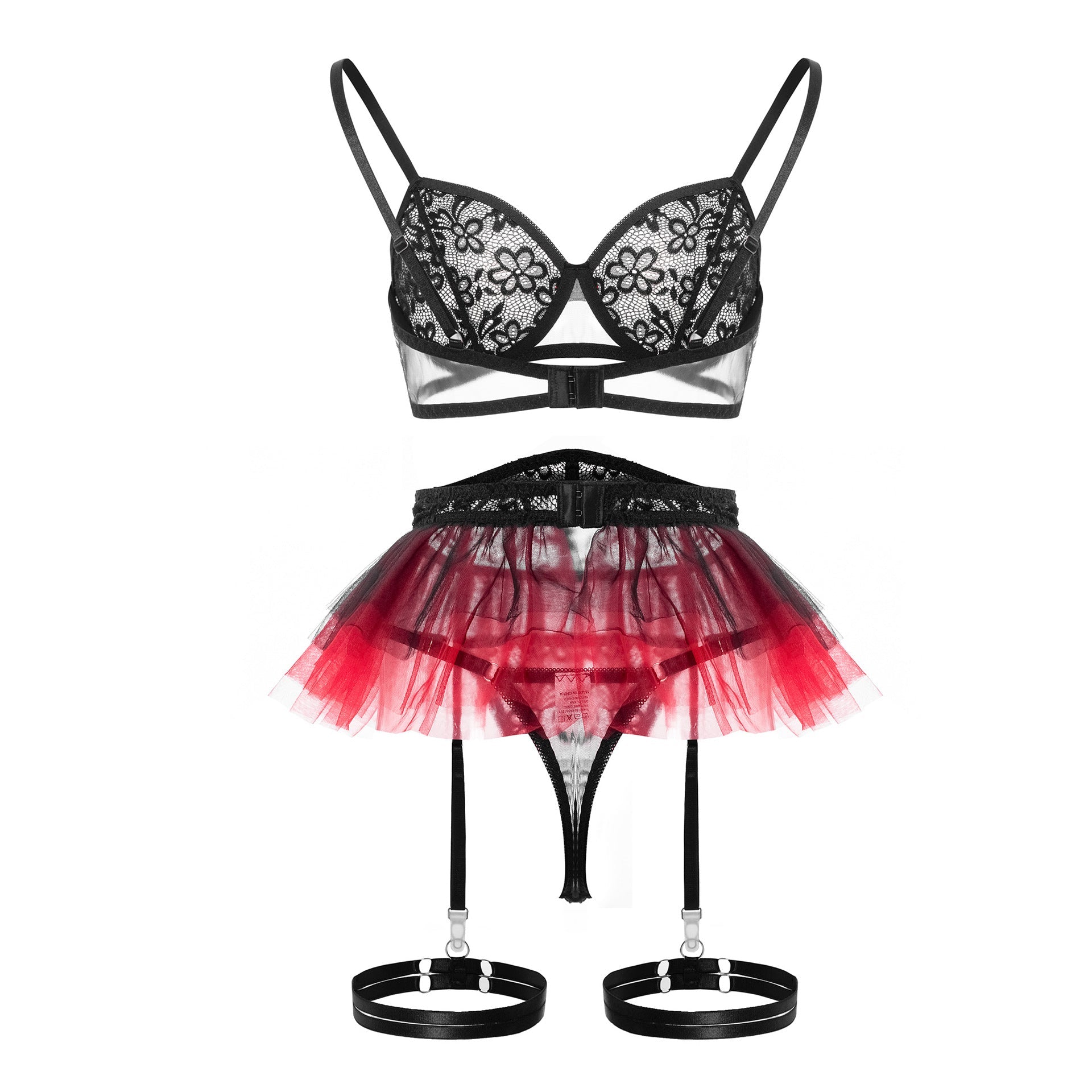 Sexy Dessous-Set mit Blumenstickerei und Spitze