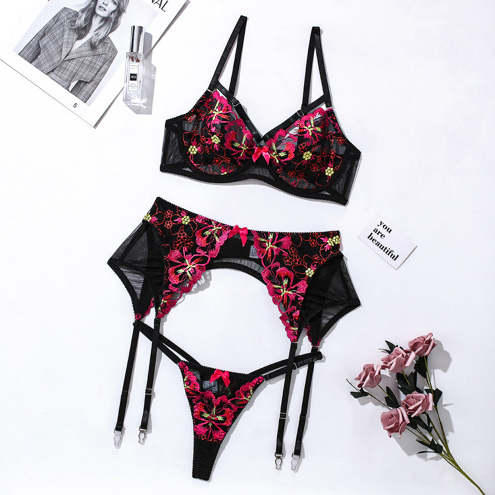 Sexy Multicolor Embroidered Lingerie Set