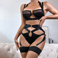 Conjunto de lencería sexy con tiras y vendaje calado