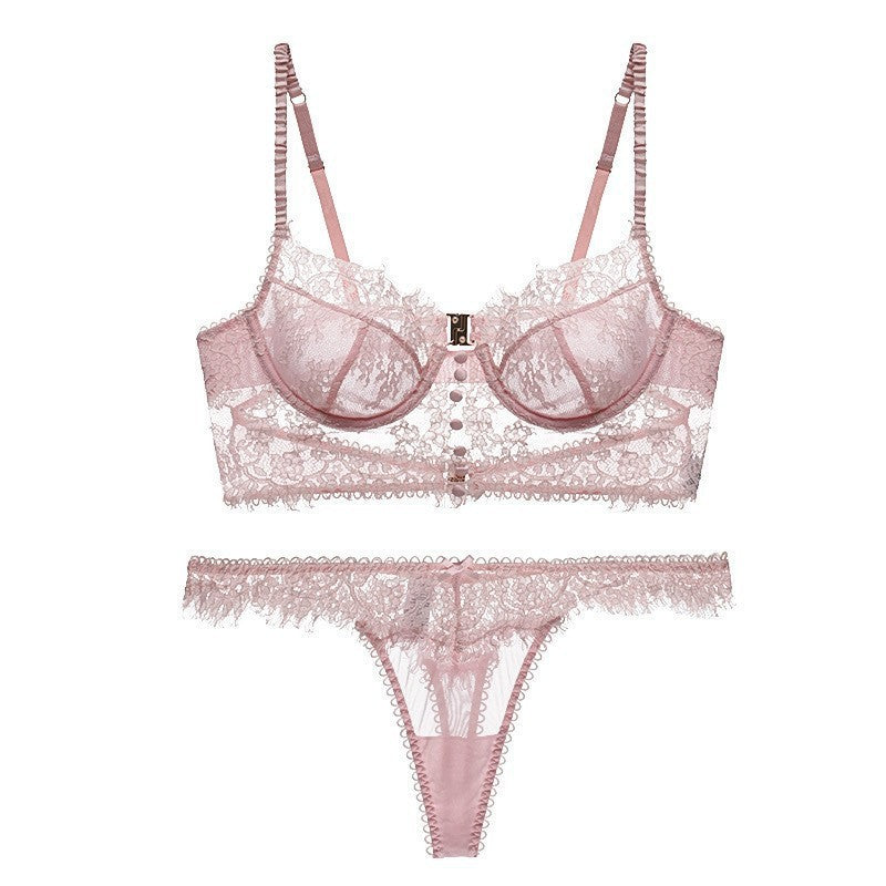 Conjunto de lencería sexy de encaje transparente con corsé