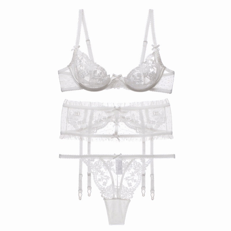 Sexy Dessous 3-teiliges Set Ultra Tüll Spitze Transparent Cutout