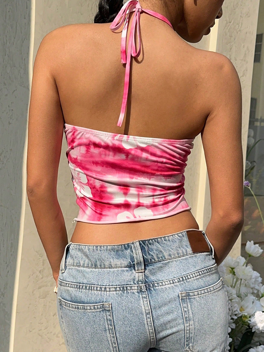Halter Neck Tie-Dyed Small Vest Tube Top