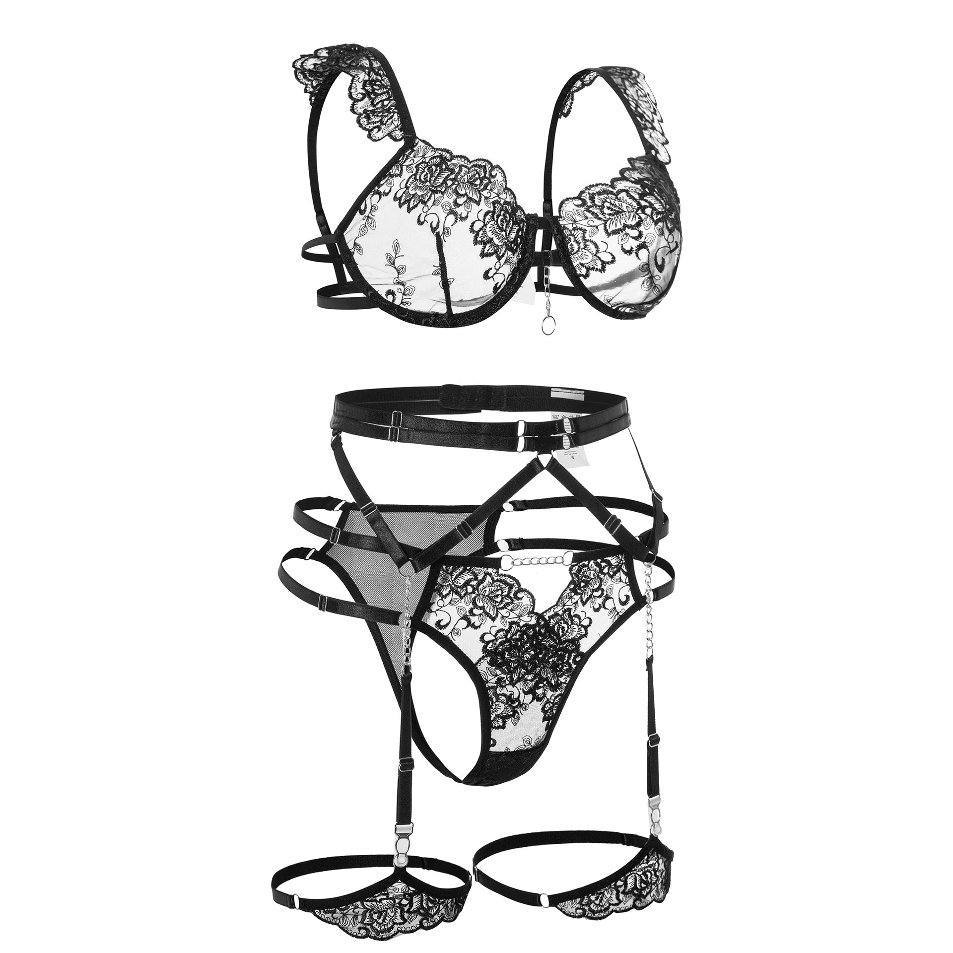 Perspective Embroidery Lace Sexy Lingerie Set