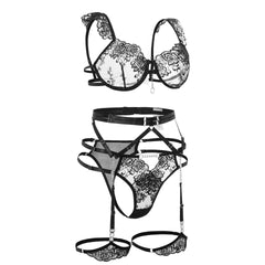 Sexy Dessous-Set mit Perspektivenstickerei und Spitze