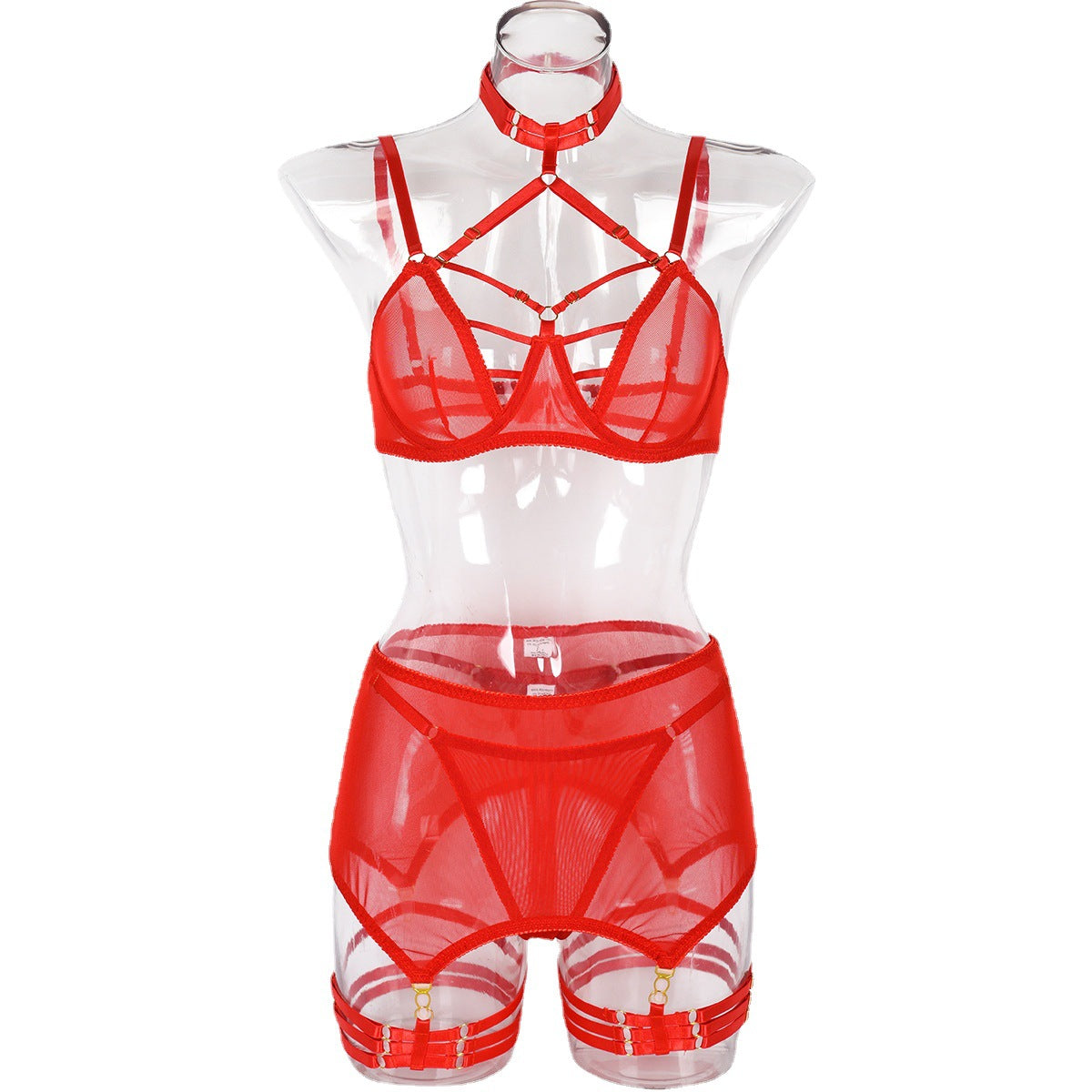 New Mesh Strap Translucent Sexy Lingerie Set