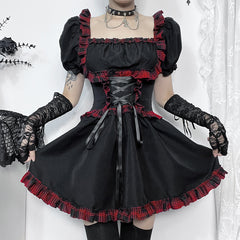 Dark punk rock plaid stage costume