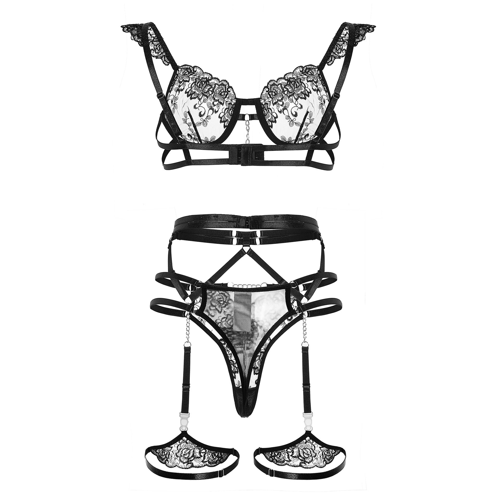 Perspective Embroidery Lace Sexy Lingerie Set