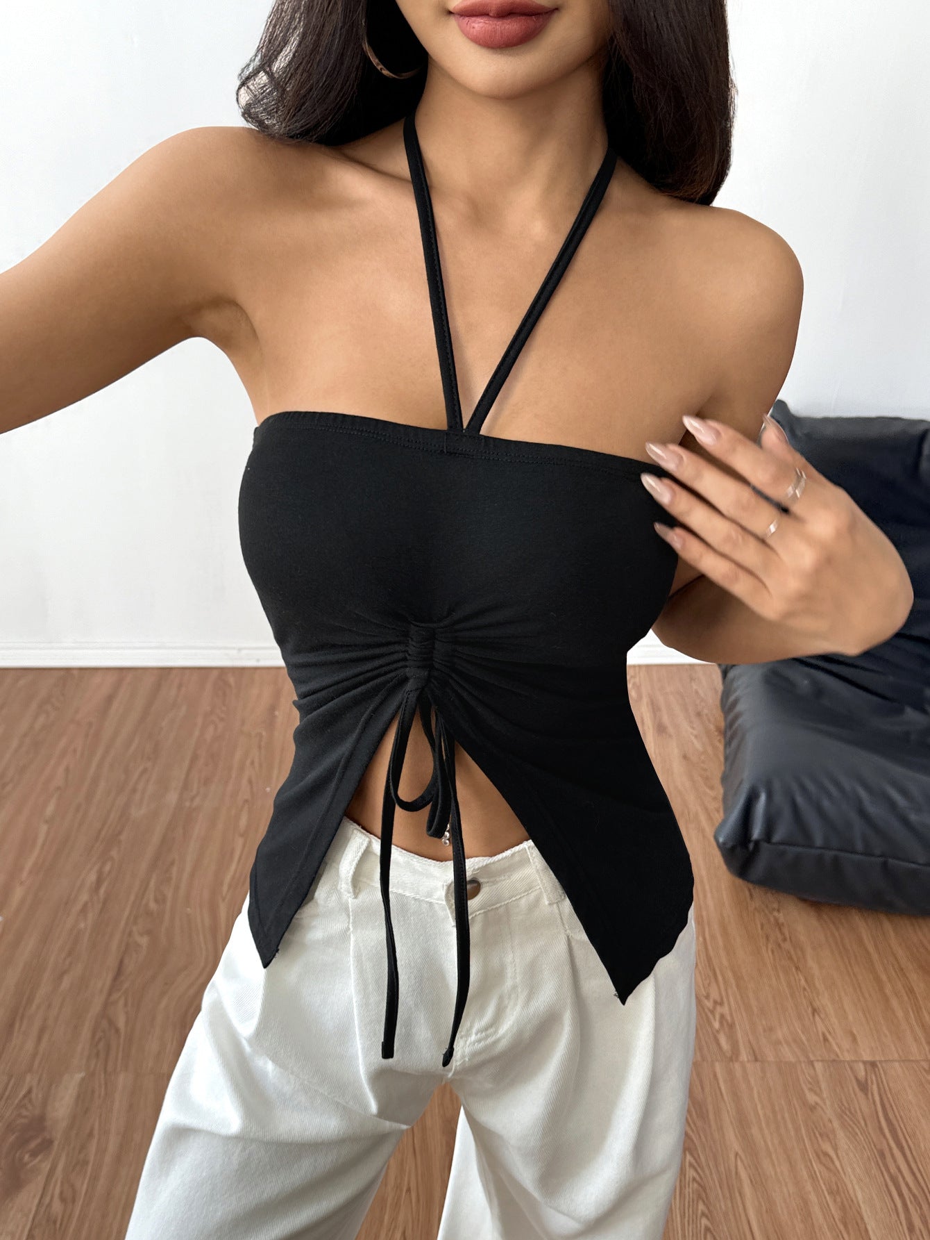 Halter Neck T-Shirt Slim Fit Top