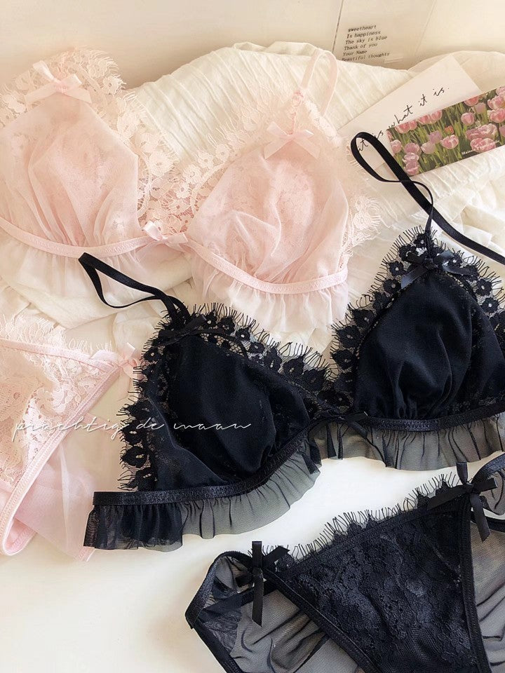 Wimpernspitze Dünnes atmungsaktives Hohles Sexy Dessous-Set