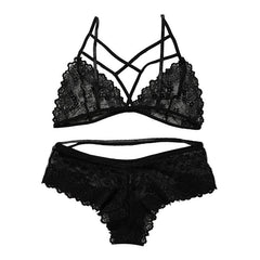 Sexy Lace Cross Strap Lingerie Set