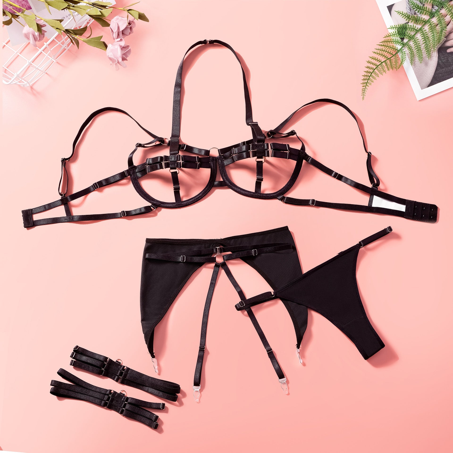 Strappy Hollow Out Halter Sexy Lingerie Set – OBEEY