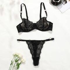 Conjunto de lencería sexy de encaje negro