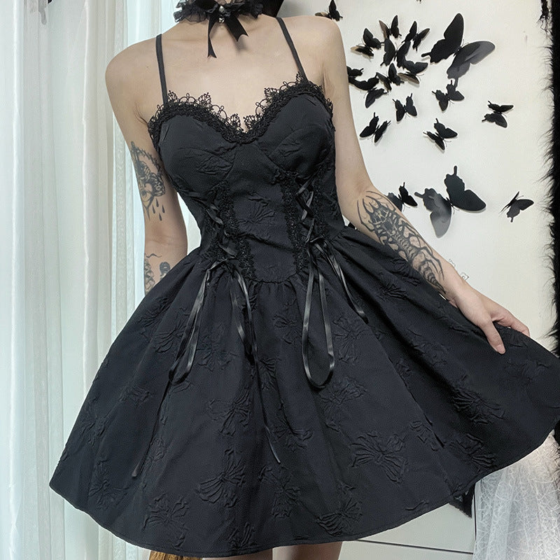 Lace jacquard suspender skirt