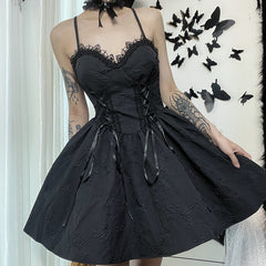 Lace jacquard suspender skirt
