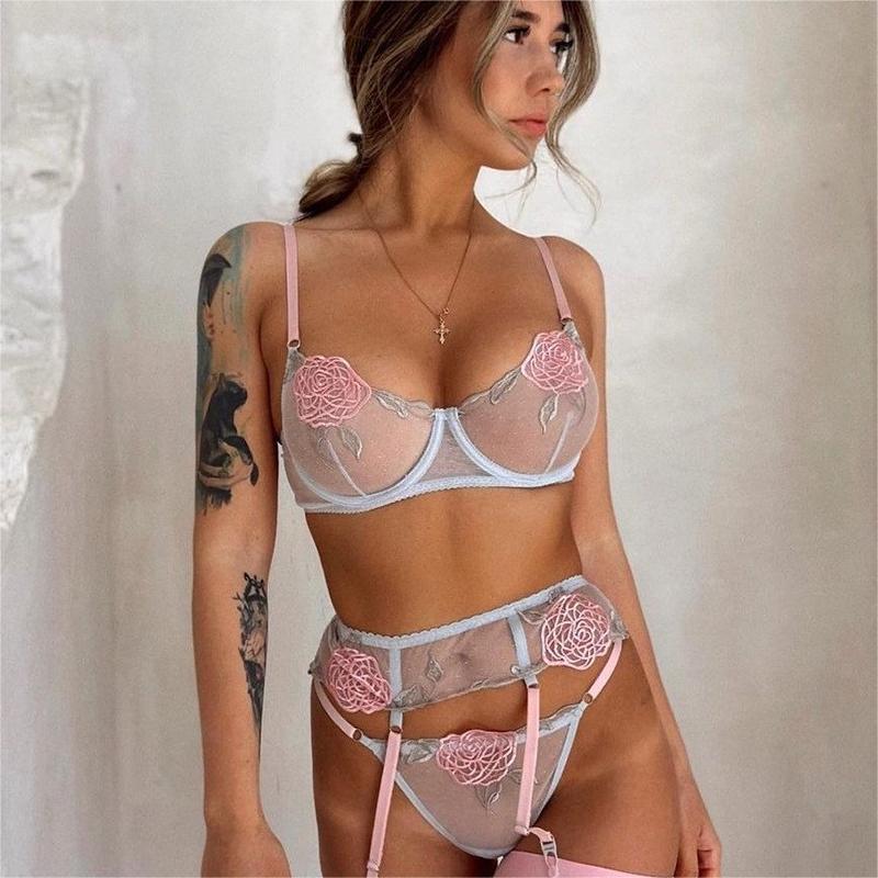 Floral Embroidery Sexy Lingerie Set