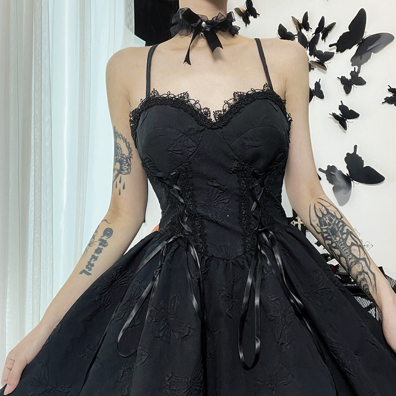 Lace jacquard suspender skirt