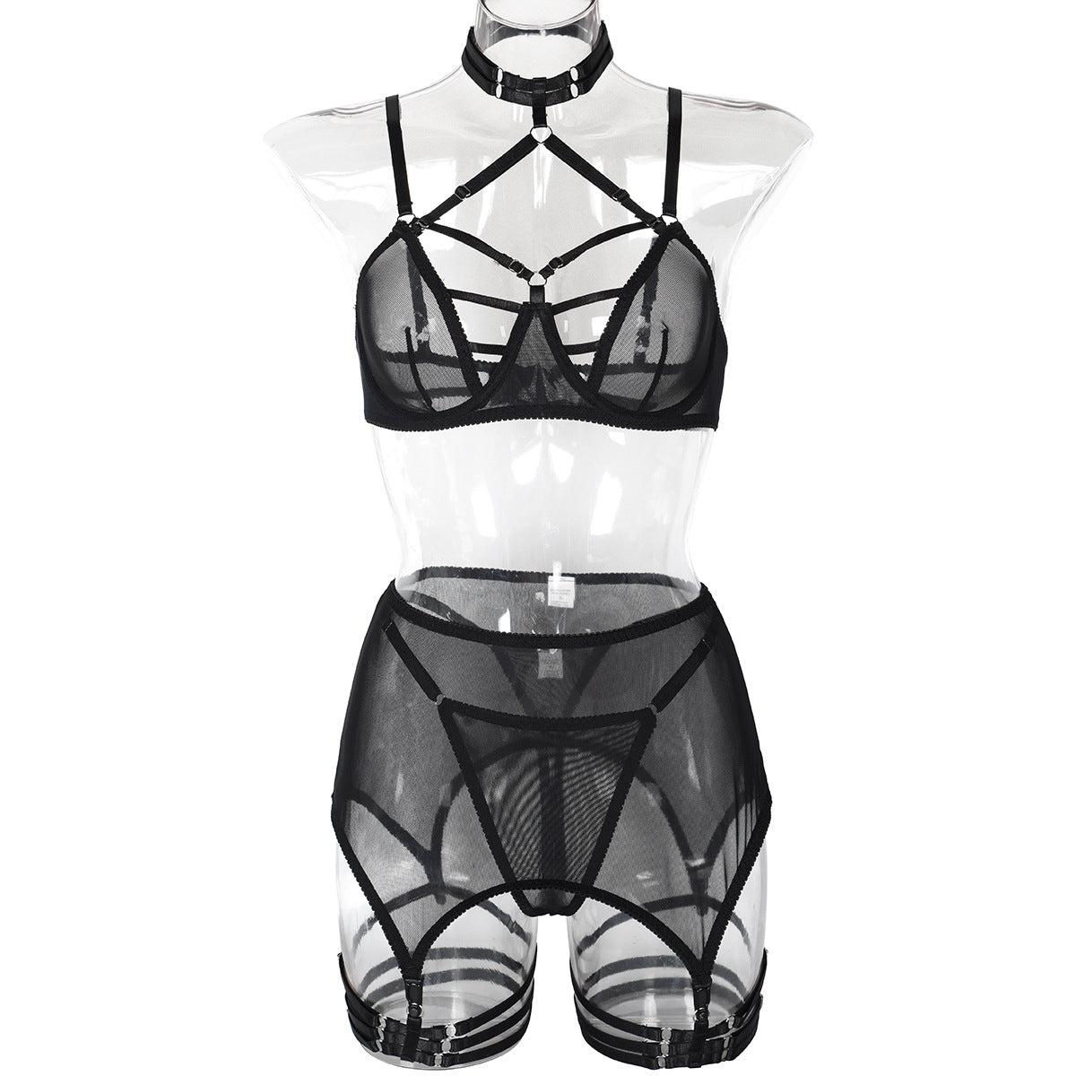 New Mesh Strap Translucent Sexy Lingerie Set