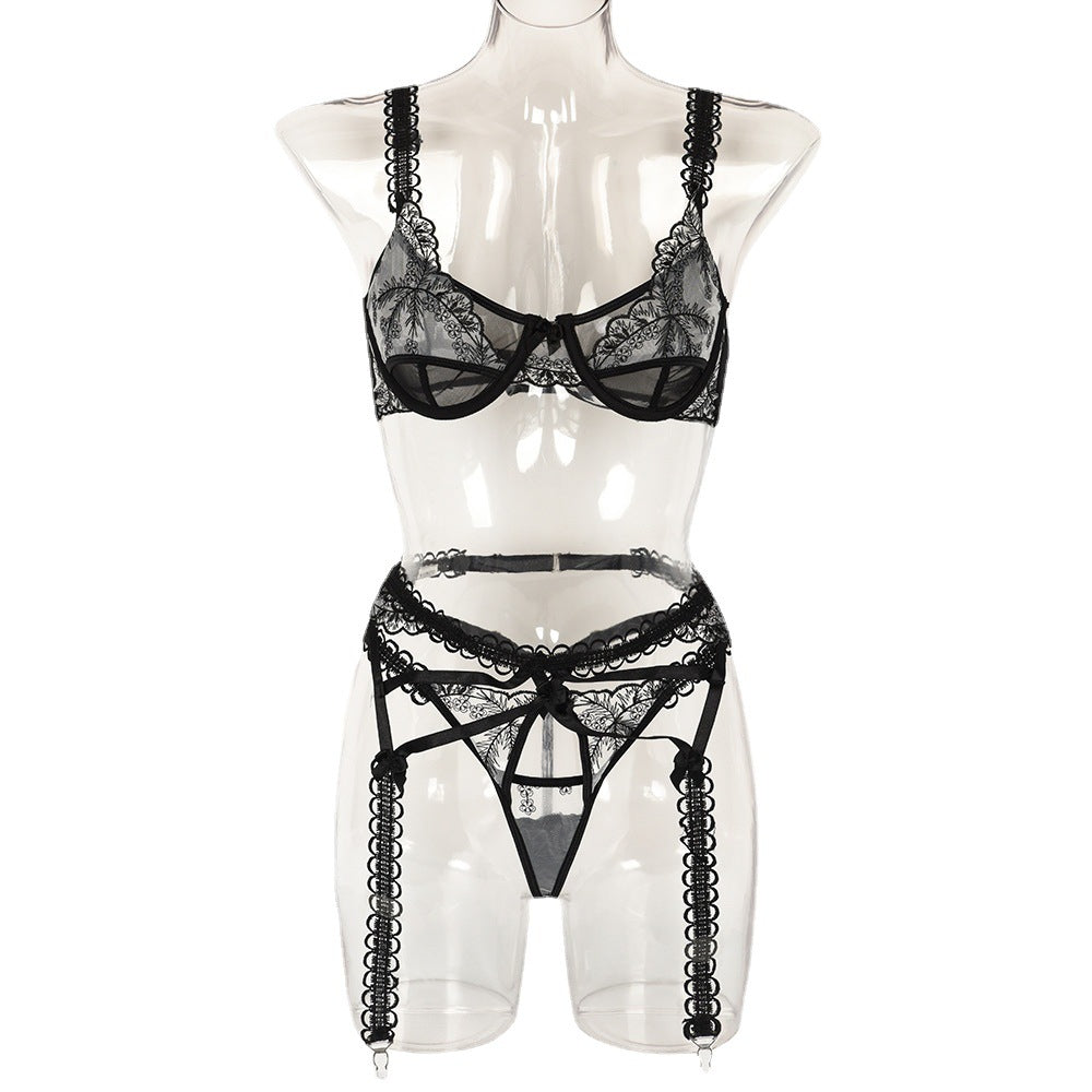 Embroidered Mesh Stitching Cute Lace Sexy Lingerie Set