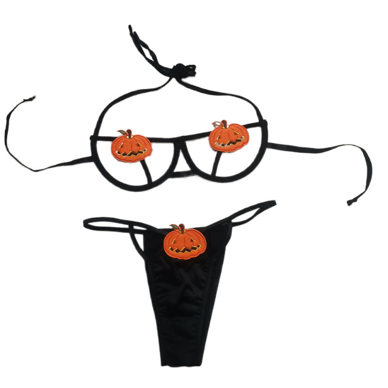 Halloween Pumpkin Hollow Lingerie Set