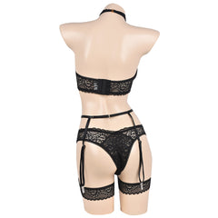 Sexy Dessous-Set mit Riemchen-Tüll-Body und Spitze